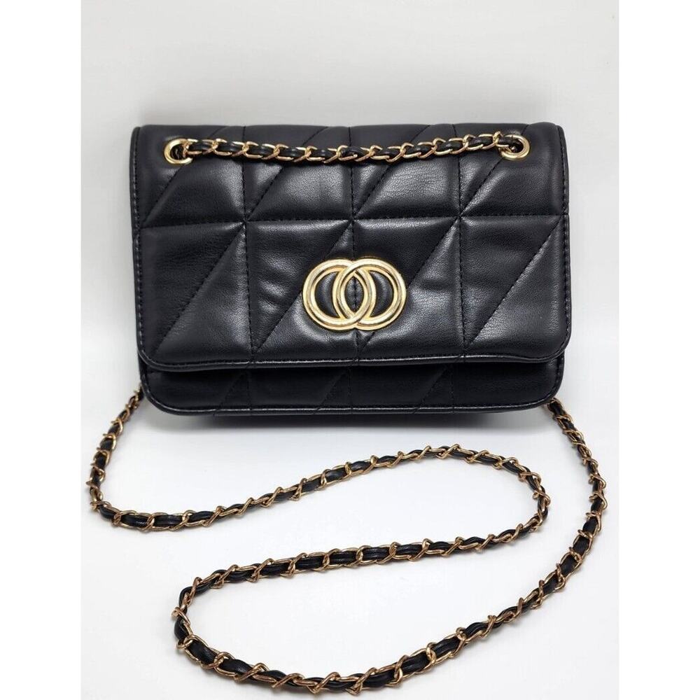 BAM FOREVER Leather Clutch Purse Black Magnetic Snap Quilted Leather Purse Small